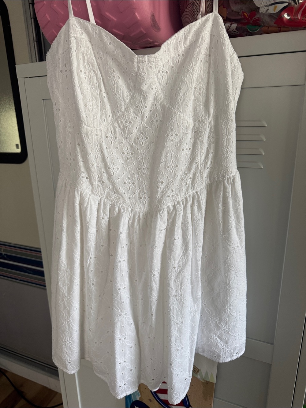 American Eagle Outfitters White Eyelet Spaghetti Strap Mini Dress
